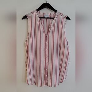LIZ CLAIBORNE sleeveless button down striped top